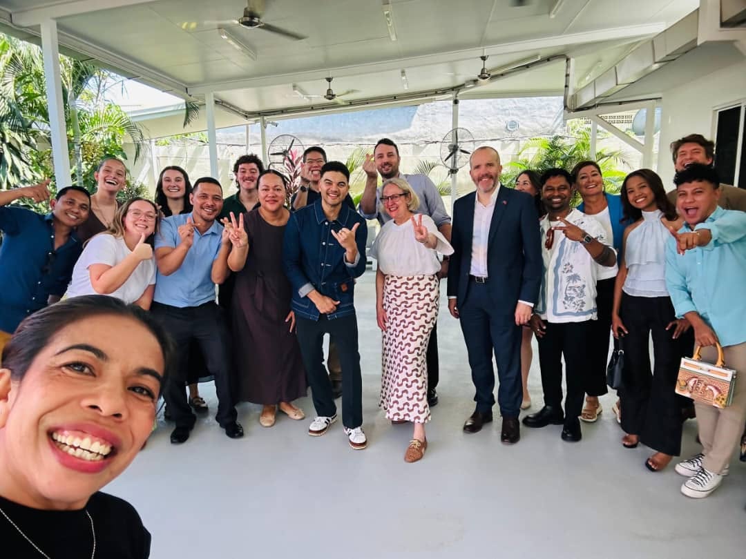 group photo of Embassy staff outdoors